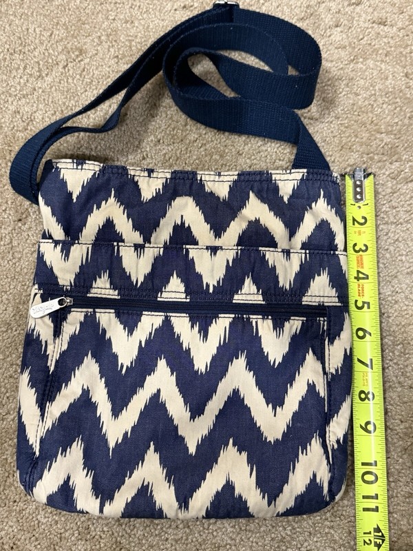 Thirty One Organizing Shoulder Bag Purse Tote Indigo Ink Crossbody Chevron Navy gallery