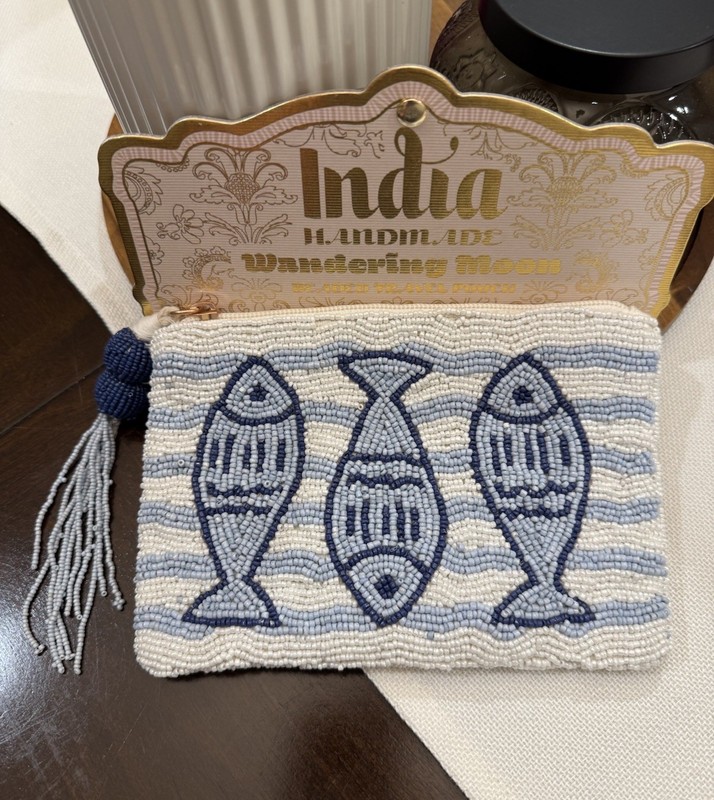 NEW RELEASE Handmade in India Fish/Sardine Beaded Travel Pouch Viral TikTok New
