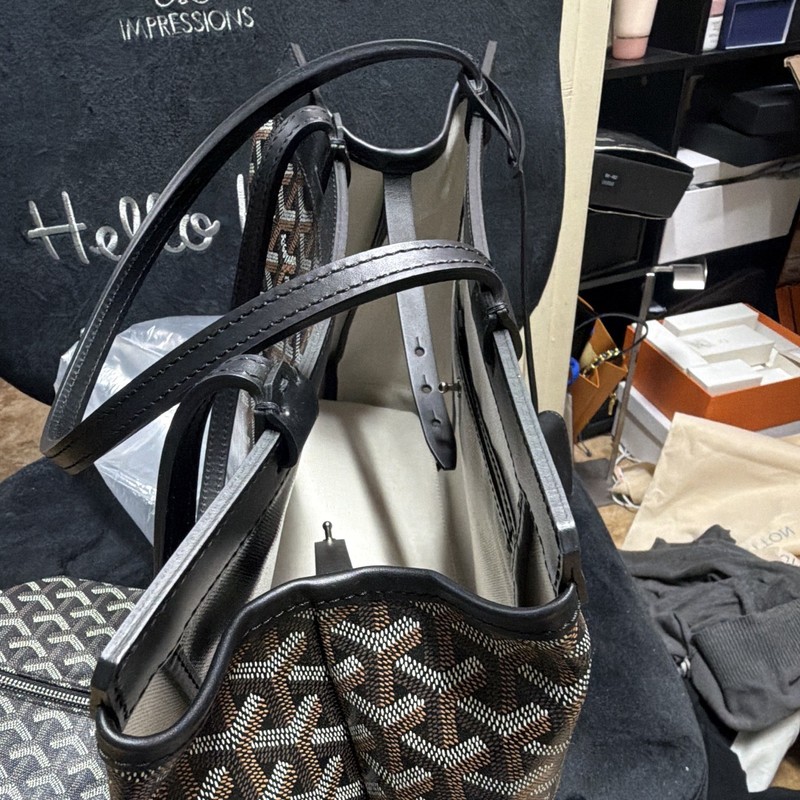 Goyard Saint Louis GM Goyardine Tote Brown Black Tan w/ Pouch, Inner Pockets gallery