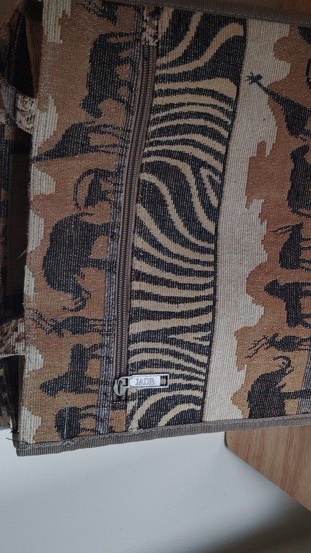 Jade Brown Beige Black Animal Print Zip Accent Shoulder Bag for Women