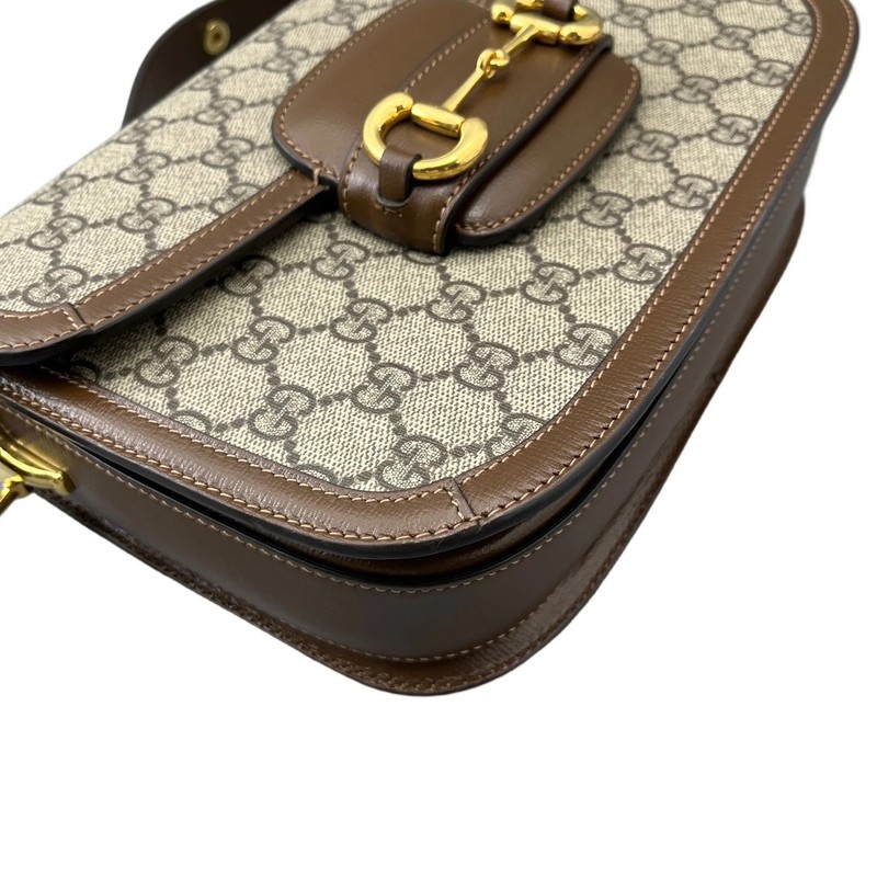 Gucci Small Horsebit 1955 Beige Brown Gg Supreme Monogram Calfskin (ym052226a0r) gallery