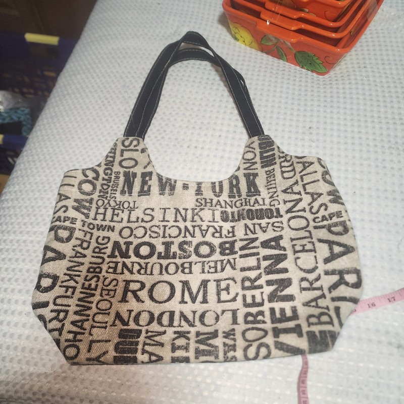 BERKSHIRE BAGS EUC WORLD CITIES FABRIC TOTE SHOULDER BAG