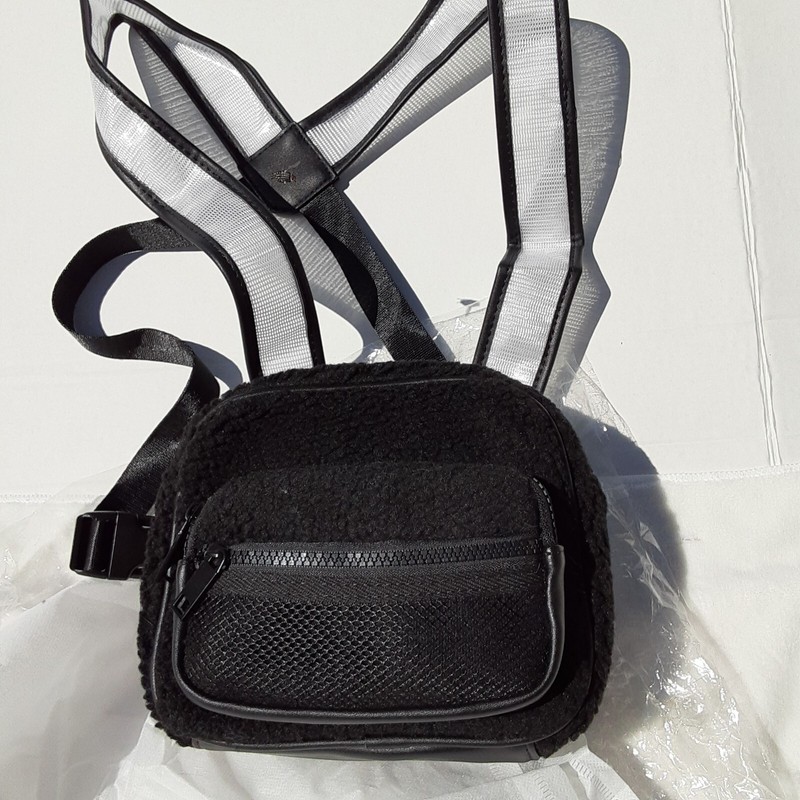 Backpack Chest Bag Harness Black Fleece Adjustable Straps Festival Dolls Kill gallery