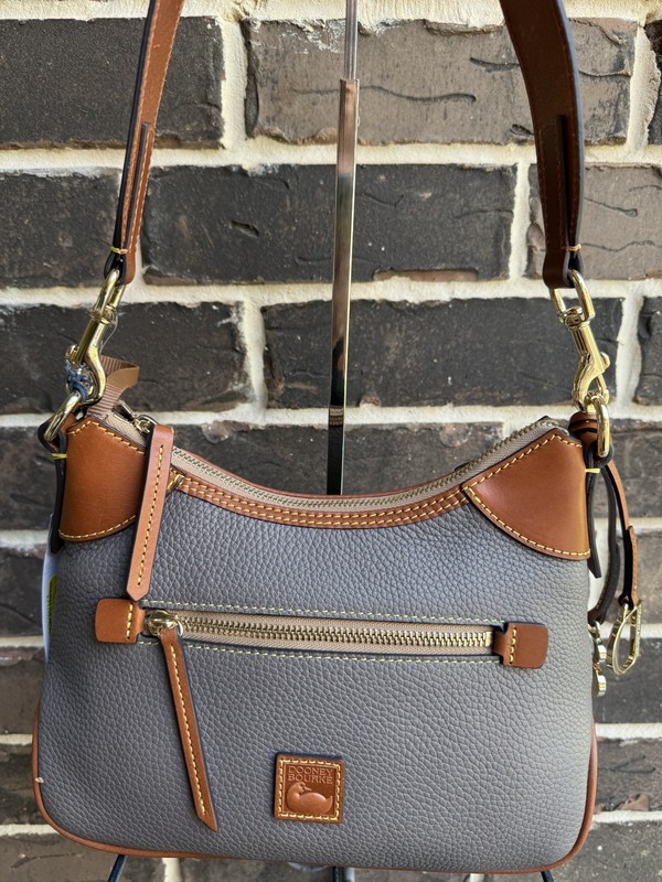 NWT$298 Dooney & Bourke Small Hobo Shoulder Bag colorElephant leather grey brown