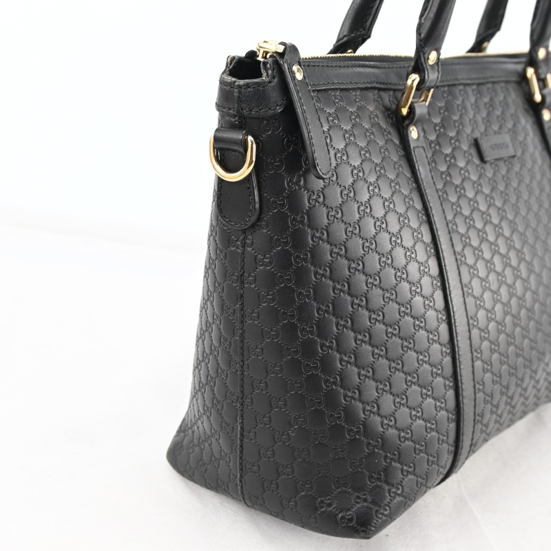 Auth GUCCI Micro Guccissima Tote Hand Bag 449656 Black Leather M1372RJ805 gallery