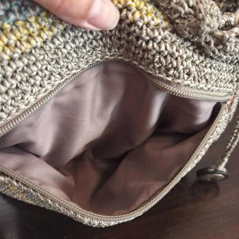 THE SAK VOYAGER CROCHET STRIPED BELLE SHOULDER TOTE BAG PURSE WITH CHARM gallery