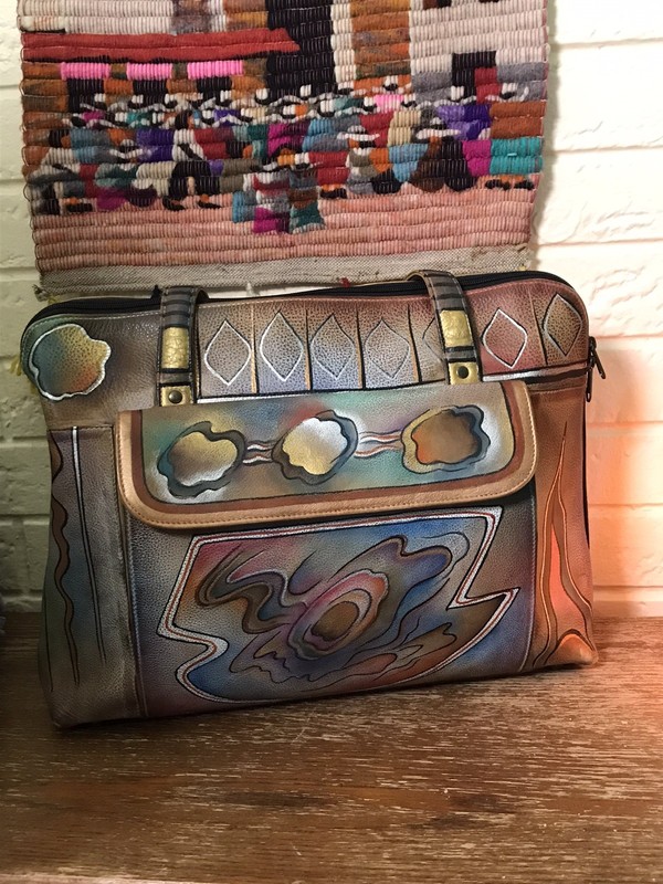 Anuschka Handbag Laptop/Large Vintage Bag Southwestern Hand Painted Leather NWOT