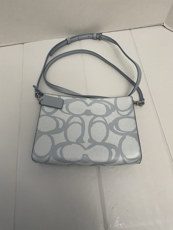 Coach CBL93 Slim Crossbody Sketch Signature Canvas Ice Blue Handbag