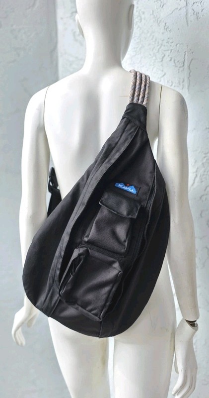 Kavu Jet Black Rope Polyester Sling Bag