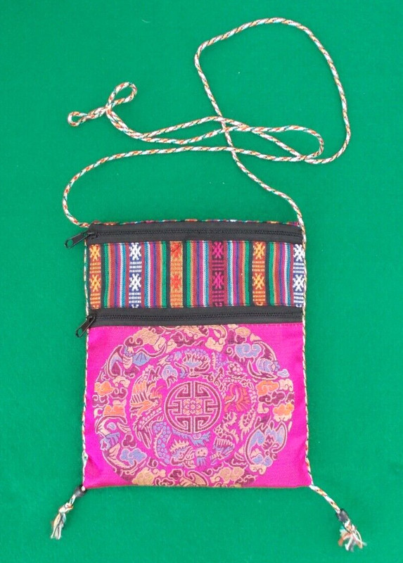 Decorative Cloth Bag With Strap Plus Two Zippered Pockets Bag Size: 7″ by 6″
