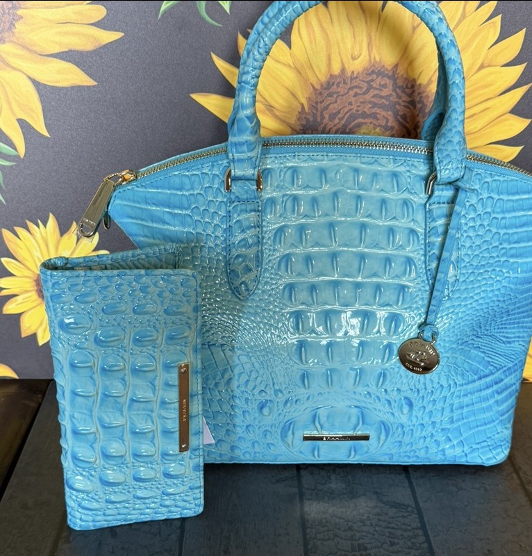 BRAHMIN Tropic Blue MED DUXBURY & ADY WALLET NWT Stunning blue HTF SET