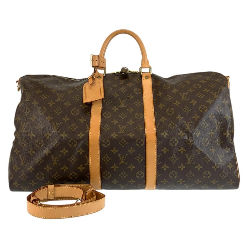 Louis Vuitton Monogram Keepall Bandouliere 55 Brown Leather M41414 Boston Bag r0
