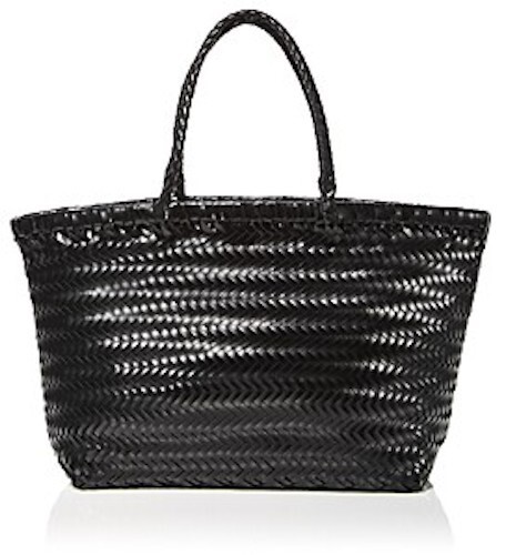 Aqua X4206 Black Large Basket Weave Tote Size 15x9x5 in