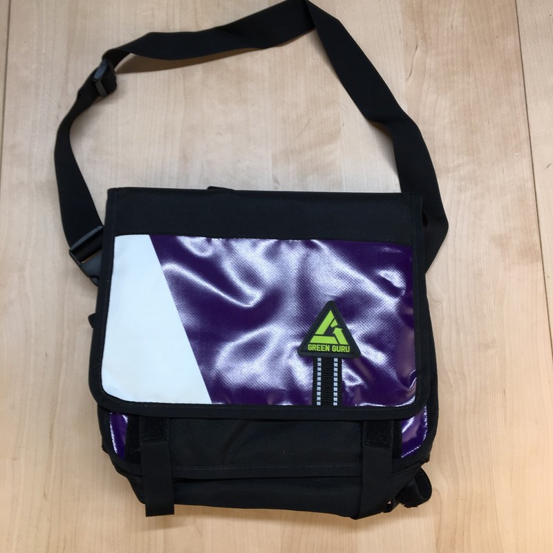Green Guru Recycled Small Messenger Bag Purple Shoulder Upcycled Water Resistant