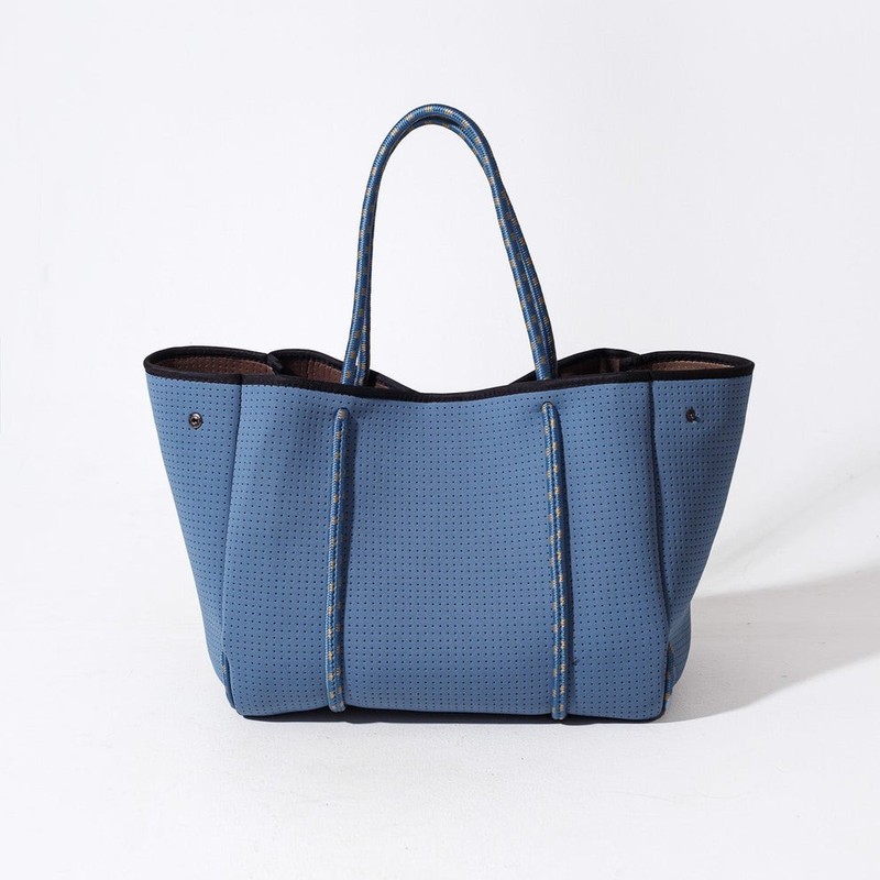 POPUPS Stormy Blue Neoprene Tote Rope Handle Beach Gym Travel Bag w/ Pouch