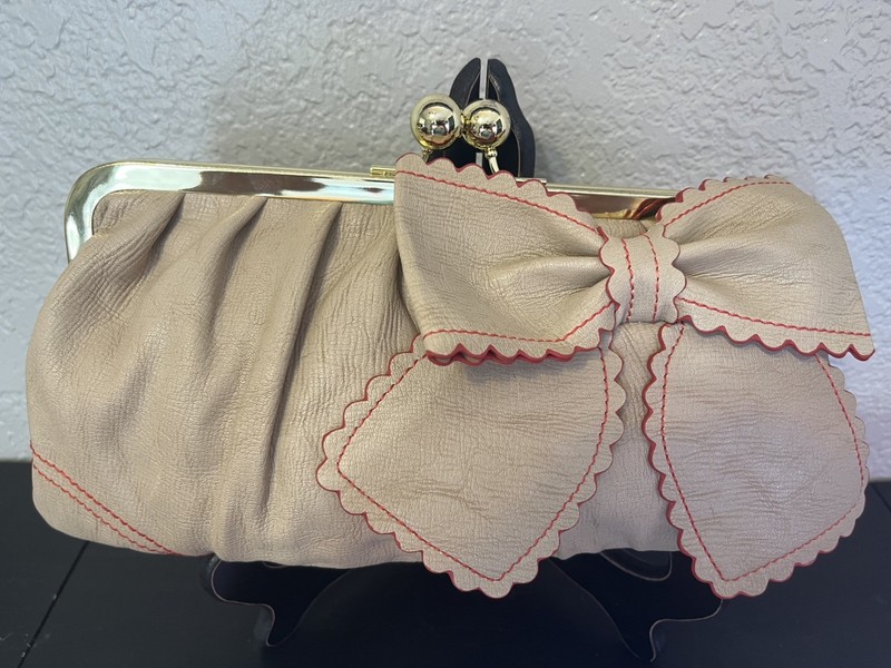 Jessica Simpson Pink Bow Tie Clutch Purse