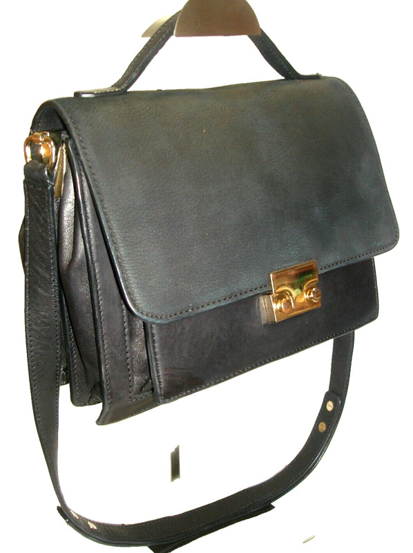 Loeffler Randall Black Soft Nubuck & Leather Rider Satchel Shoulder Bag Nr Mint!