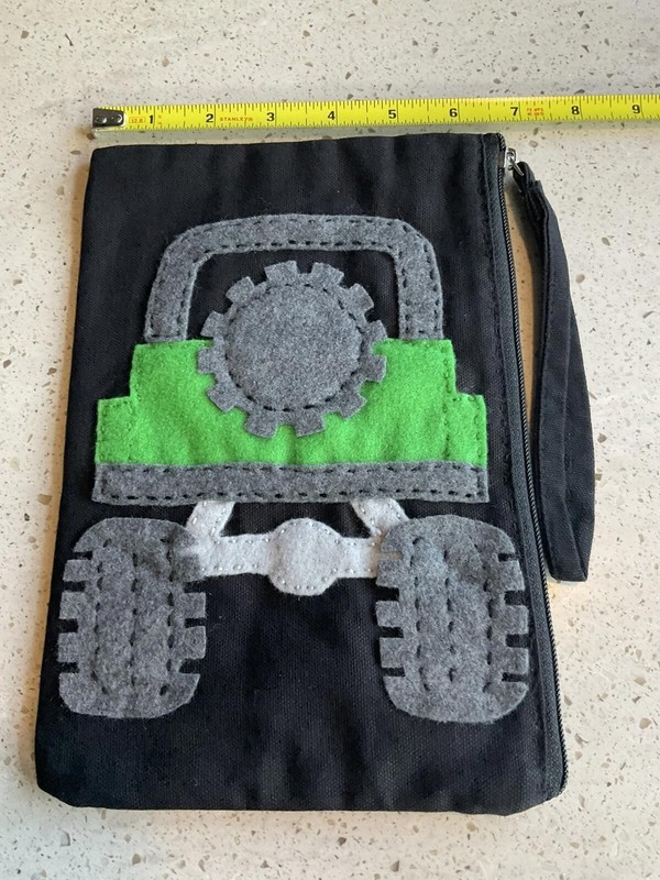 Canvas zipper pencil case hand sewn design W/ Free Duck Key Chain