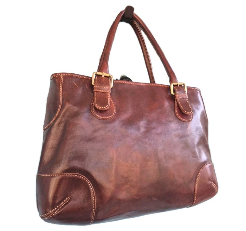 Bupell Marrone Brown Leather Made In Italy Mira Bag 18x11x5
