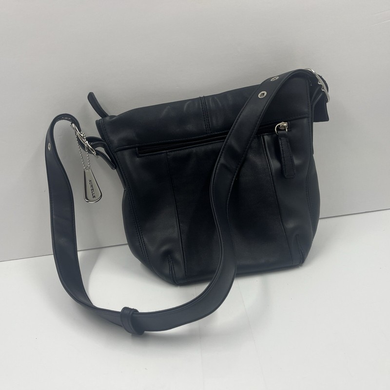 Aurielle Navy Leather Adjustable Crossbody Handbag Name Tag Chain gallery