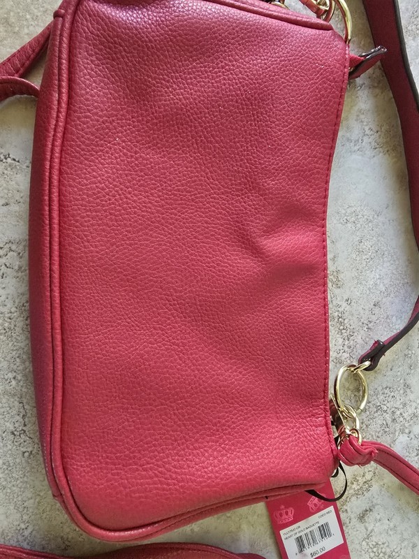 Juicy Couture Heart of Gold Baguette Red Studded Zip Shoulder Bag w/ Strap gallery