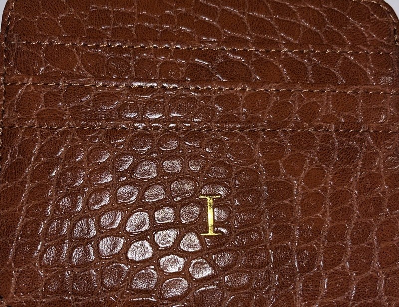 Minimalist Slim RFID Card Holder Small Wallet Women Travel Wallet Brown letter I