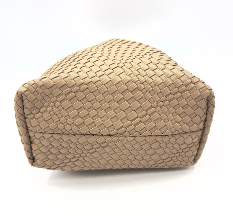Lucky Brand Woven Vegan Leather Tote Bag Soft Braided Purse Boho Beach Minimal gallery