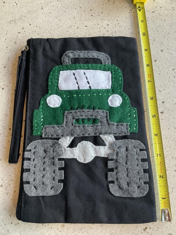 Canvas zipper pencil case hand sewn design W/ Free Duck Key Chain