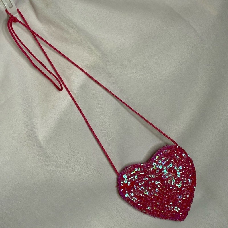 NWOT Pink Heart Sequin Crossbody Bag Brazil Festival Party Travel Mini Purse gallery