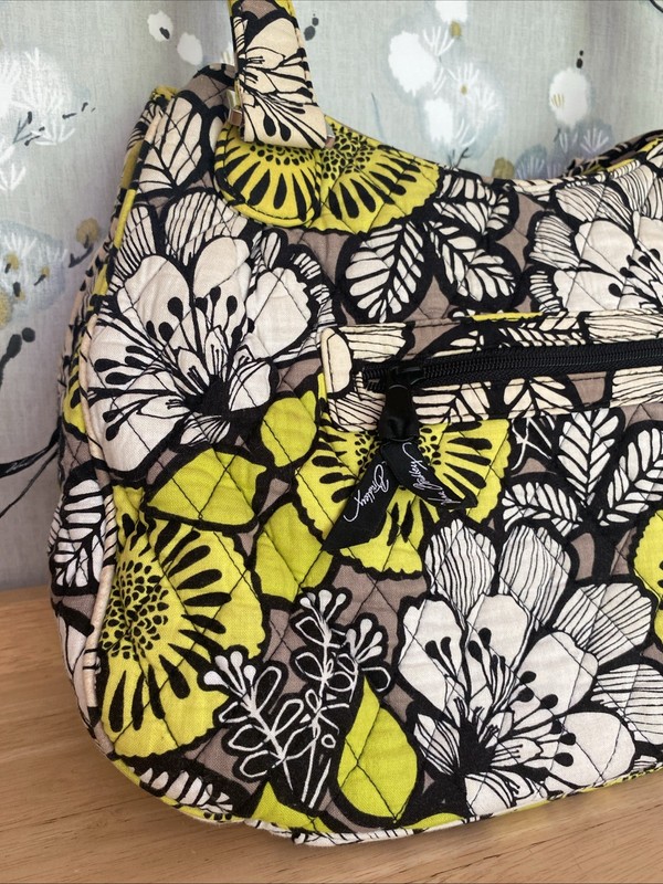 Vera Bradley Emily Satchel Bag Citron Black White Green Yellow gallery