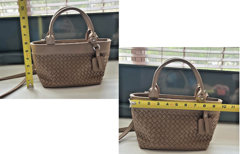Antik Kraft Woven Mini Tote Crossbody Bag Tan Camel Faux Leather Purse gallery