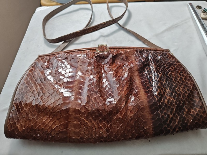 Amipel Python Snake Skin Bag Made In Italy VINTAGE