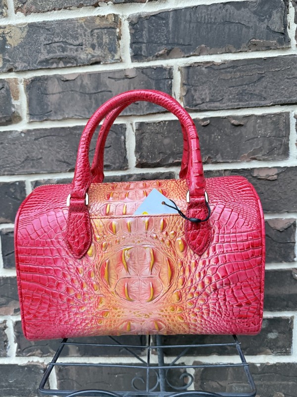 NWT $345 BRAHMIN Stacy Infusion Ombre Melbourne Satchel red orange gallery