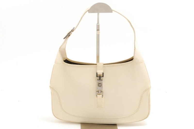GUCCI Jackie Handbag Ivory Leather Gift Present 0606b