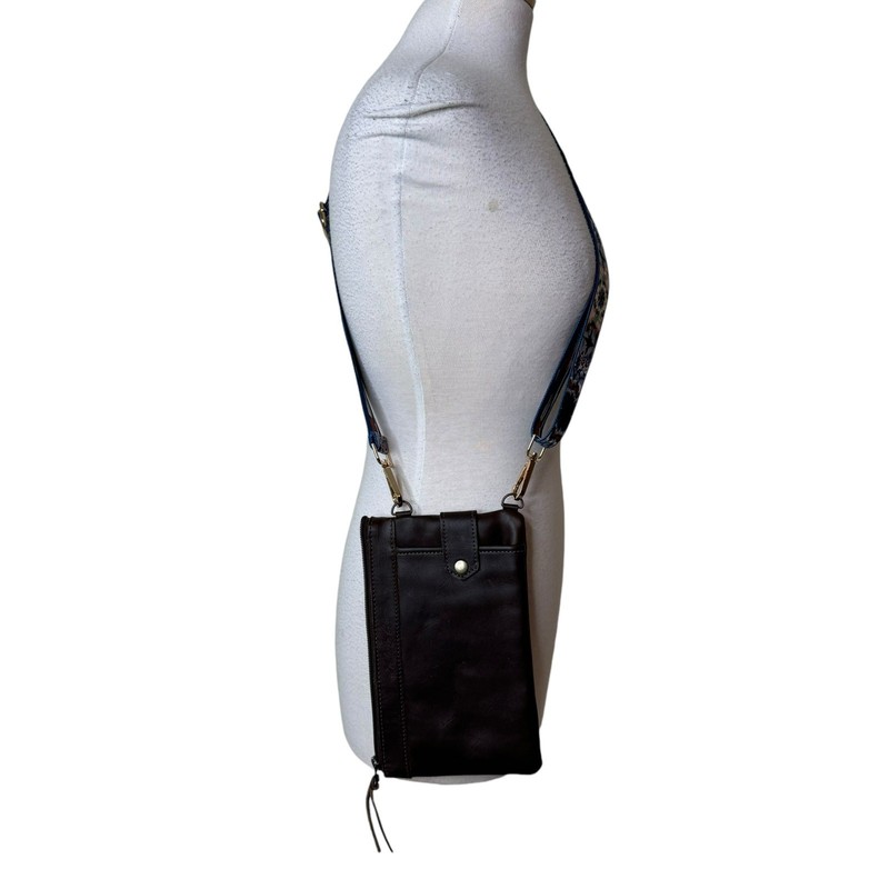 NENA & CO Crossbody Leather Bag with Printed Strap gallery