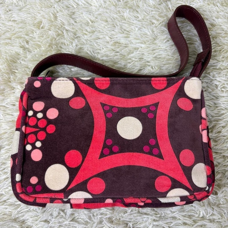 Emilio Pucci Handbag Velour Leather Multicolor Print Silver Hardware Dust Bag gallery