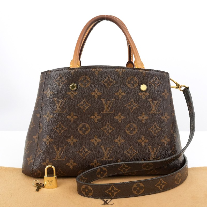 LOUIS VUITTON LV Montaigne BB M41055 Hand Bag CA2145 Brown Auth #57097A