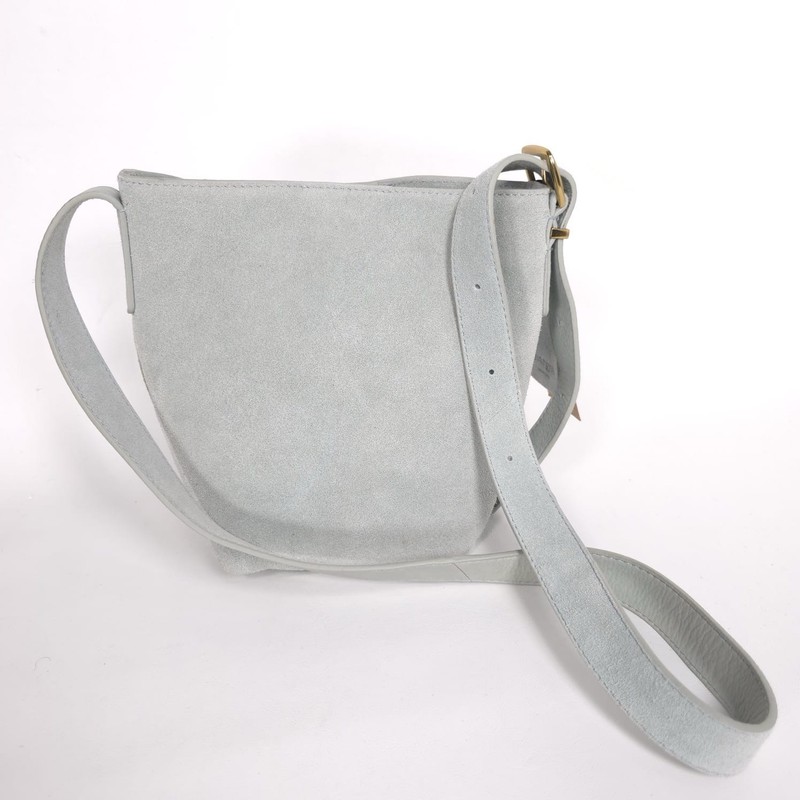NEW Margot NEW YORK Kaye Mini Bucket LEATHER Suede Blue Crossbody Bag MG3318-KU