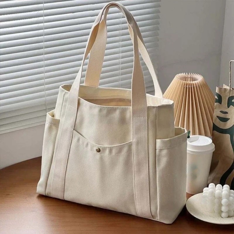 Stylish Large Canvas Tote Bag for Work, College & Daily Use - Women's Shoulder gallery