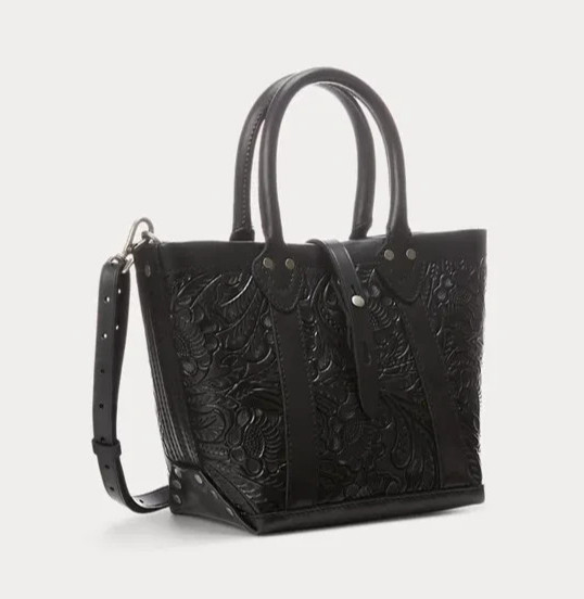 RRL Ralph Lauren Hand Tooled Leather Western Tote-WOMENS- 8″x8″x5″-RARE