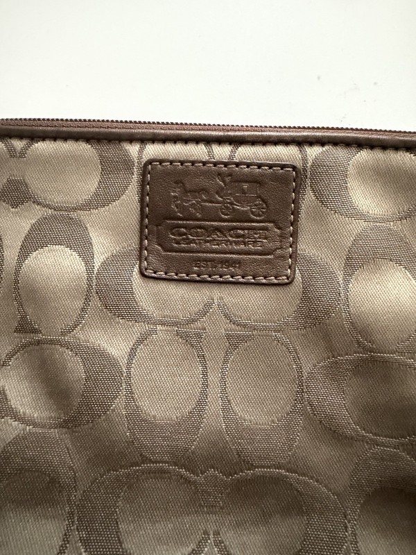 Taupe Coach Monogram Signature Wallet Wristlet Purse gallery