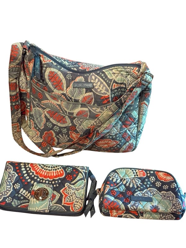 Vera Bradley Nomadic Floral Lot 0f 3 Shoulder Bag Cosmetic Bag Turnlock Wallet