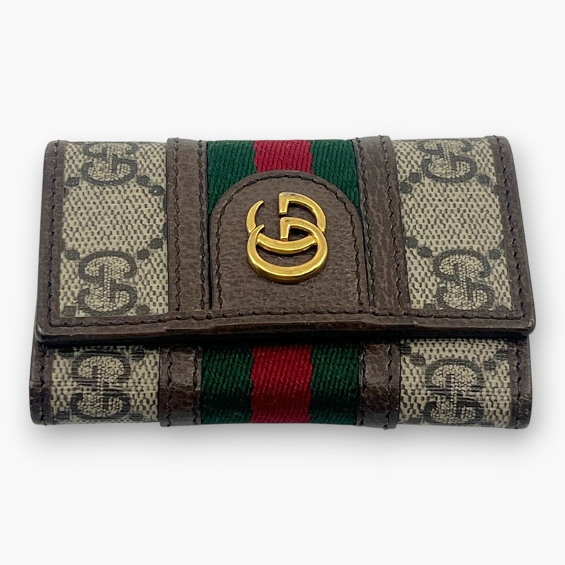 Gucci Ophidia GG Supreme Web Stripe 6-Key Case with Dust Bag