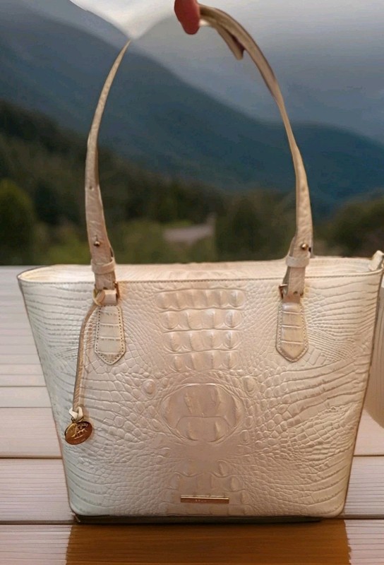 BRAHMIN Misha Daydream Melbourne Pearl Croc Emb Leather ToteBag NWT Dustbag