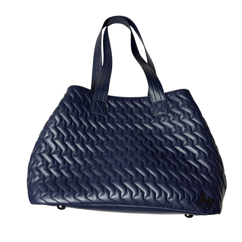 Lug Tote Bag Classic VL Quilted Carryall Tempo Navy Blue School Office Work EUC