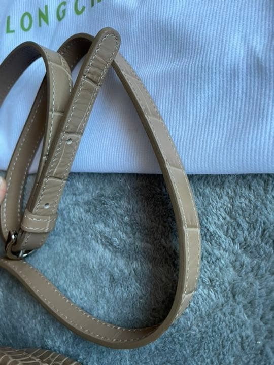 Longchamp Roseau Croco Embossed Handbag Shoulder Bag Leather Beige NEW Japan gallery