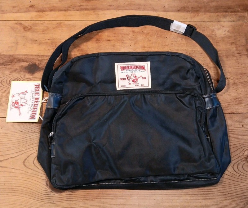 True Religion Fragrances Black Travel Overnight Shoulder Messenger Bag NEW