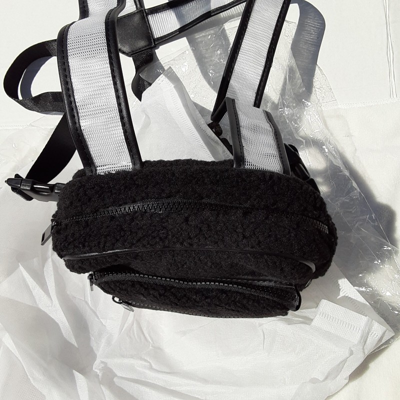 Backpack Chest Bag Harness Black Fleece Adjustable Straps Festival Dolls Kill