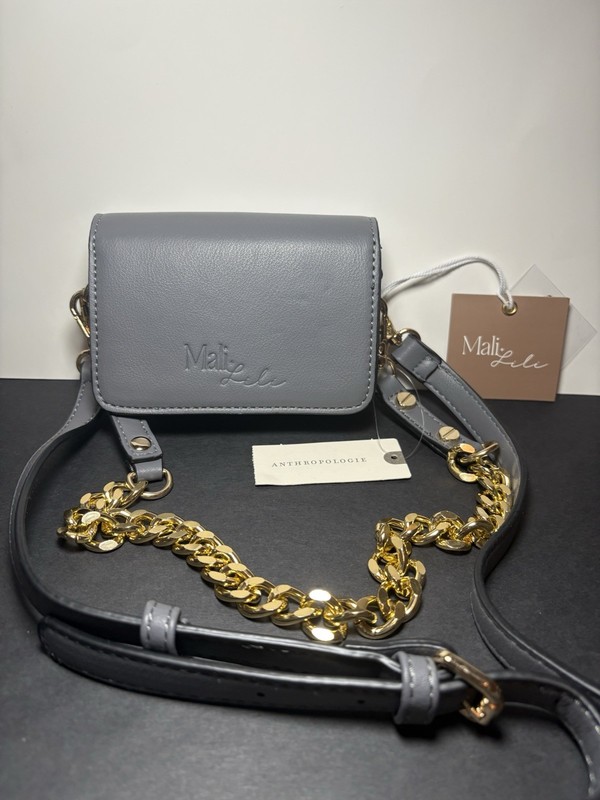 Mali + Lili x Anthropologie Tanya Mini Crossbody Vegan Leather Charcoal Grey NWT