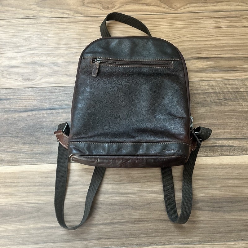 Jack Georges Voyager Convertible Backpack Dark Brown Embossed Leather